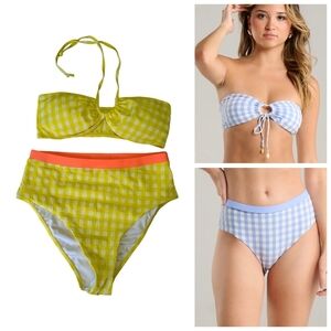 NWOT Gingham Bandeau Top & Highrise Bottoms Size Small